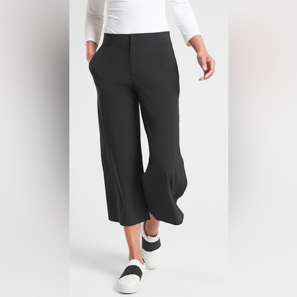 Athleta Black Cropped Wide-Leg Pants